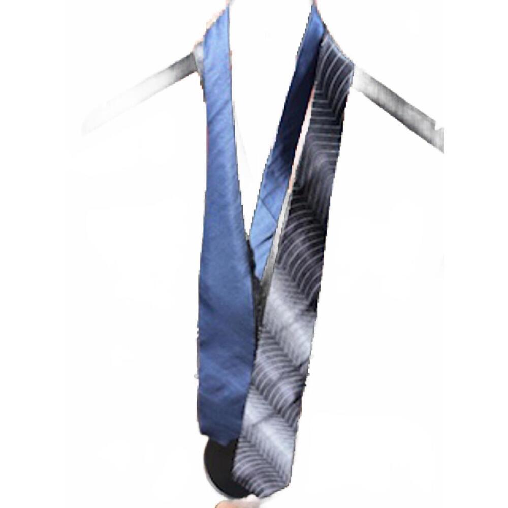 Set‎ of 2 Milano Italy Men's Silk Ties - Blue & Black Patterned